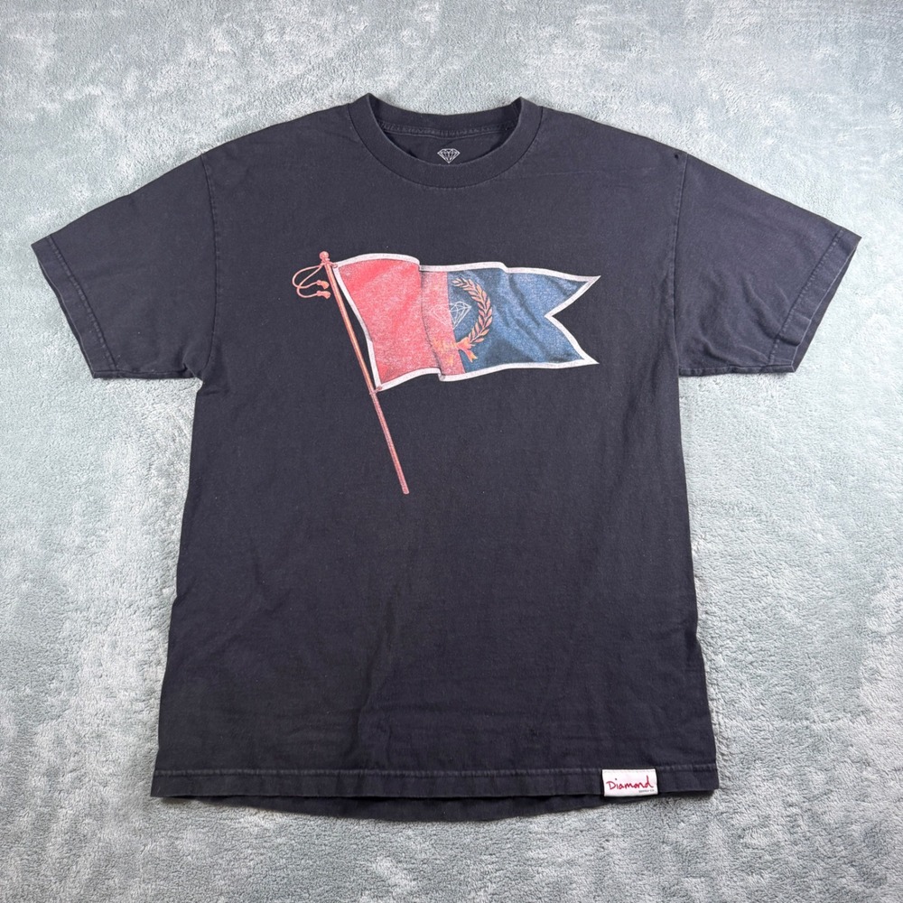 Diamond Supply Co Mens‎ Flag Graphic T-Shirt Black Large Streetwear Made in USA